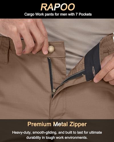 Image of Rapoo Mens Cargo Pants Ripstop Water Resistant Breathable Tactical Hiking Pants with 7 Pockets