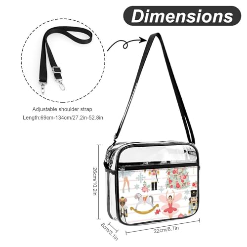 Nutcracker Dream Large Crossbody Bag Clear Stadium Bag Anti-Theft Side Shoulder Bags Messenger Bag with 2 Compartments2