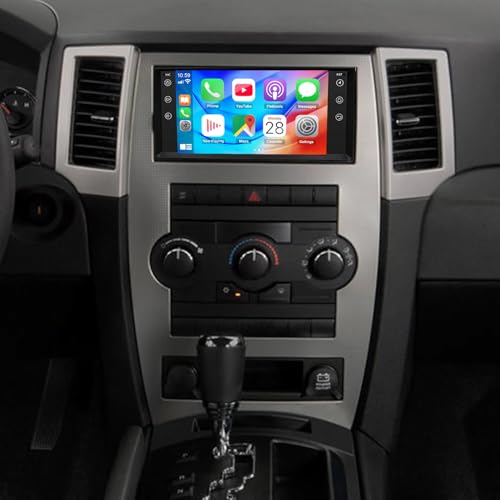 Double Din Car Radio Stereo Upgrade for Jeep Grand Cherokee 2005-2011 Android 14 w/Wireless Carplay Android Auto 7
