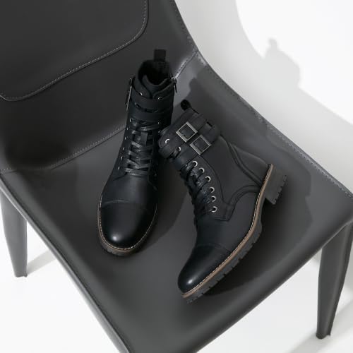 Image of Vostey Mens Motorcycle Boots With Side Zipper Dress Boot