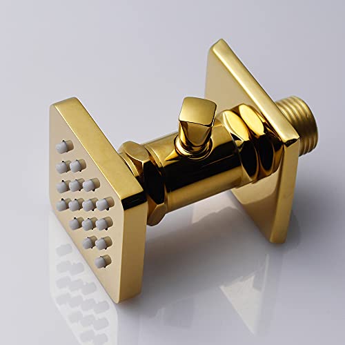 Whshower Adjustable Body Sprayer Solid Brass Massage Spa Rain Showerhead Side Wall Mount Shower Head Sprayer Body Jets Spray With Shut Off Flow Can Be Controlled 4 Pcs Polished Gold) #TOP3