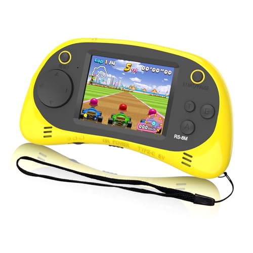 Kids Handheld Game Portable Video Game Player with 200 Games 16 Bit 2.5 Inch Screen Mini Retro Electronic Game Machine (Yellow)