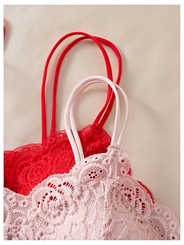 Image of Verdusa Women's Lingerie Sets 6 Piece Lace Bow Floral Underwear Bras Wireless Padded Bra and Panty Set