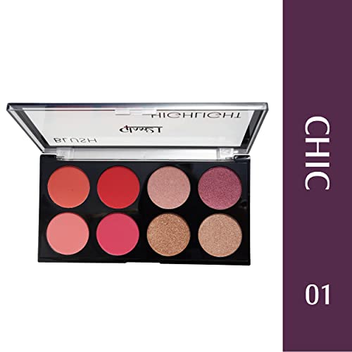 Glam21 Blush Highlighter Palette | Silky pigments for long lasting shimmer look | suitable for all skin tone | 24 gm -Chic-01 - Image 2