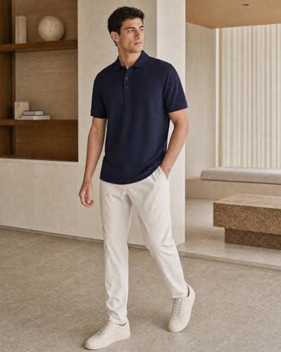 Image of NOBERO Men's Cotton Solid Regular Fit Polo Shirt