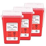 All New Alcedo Sharps Container for Home Use and Professional 1 Quart Plus (3-Pack), Biohazard...
