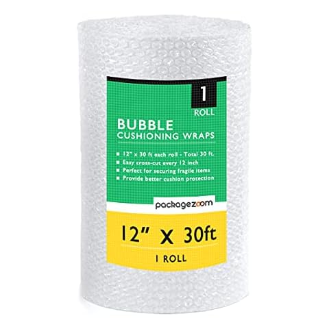 12 inch x 30 ft Bubble Cushioning Wrap, Perforated Every 12" Protective Packing Moving & Shipping Supplies for Boxes & Fragile Items Cover