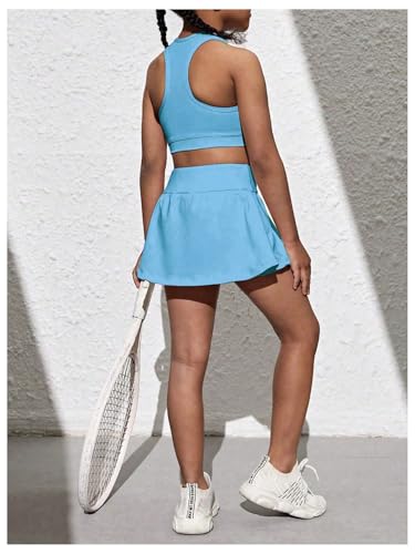 Image of SOLY HUX Toddler Girl's 2 Piece Workout Outfits Lightweight Crop Tank Tops and Skort Athletic Set