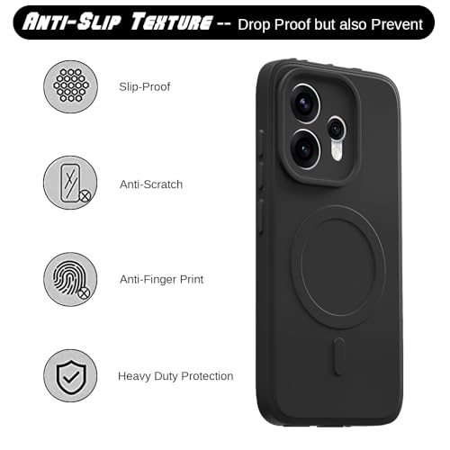 Image of Back Cover Compatible with Oppo Reno15 5G | MagFit Ring Design (Non-Magnetic) | Shockproof Case | Anti-Slip Grip | Raised Camera Edges | Slim Protective Case for Oppo Reno15 5G (Matte Black)