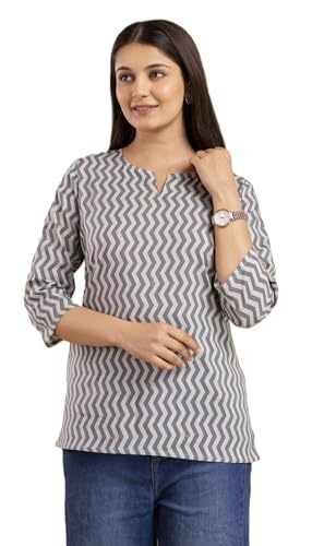 Image of Women's Floral Print Tunic Top, 3 /4 Sleeve, V-Neck, Casual Wear