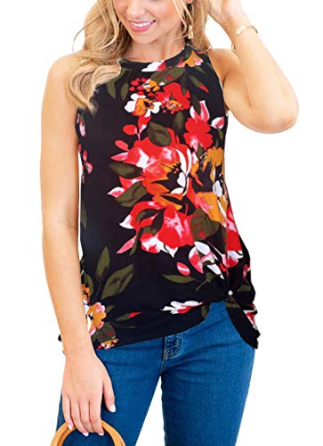iGENJUN Women's Casual Sleeveless Twist Knot Shirts Tank Tops,MC24,L