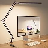 SKYLEO Desk Lamp for Home Office - 33' LED Desk Light - Touch Control - 5 Color Modes X 11 Brightness Levels - 1300ML(112 Pcs Lamp Beads) - Timmer & Memory Function - 12W Metal Clamp Lamp - Black
