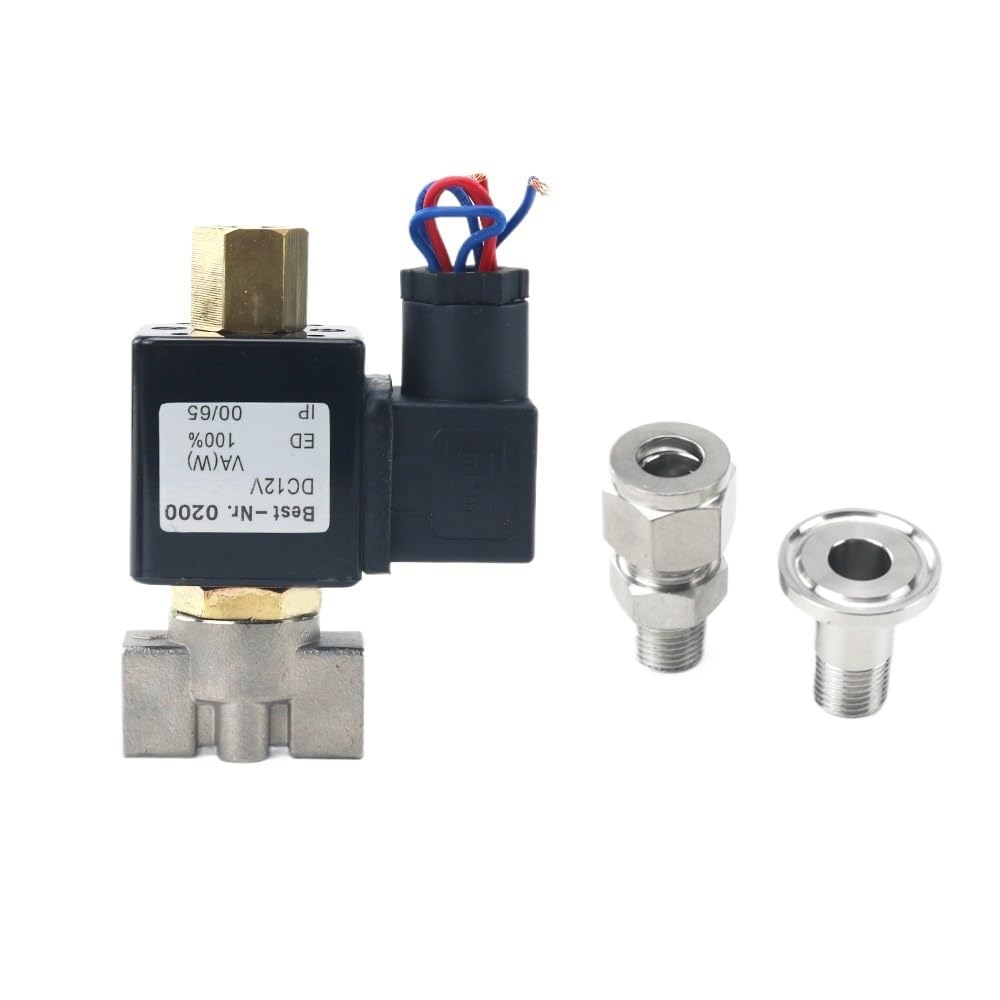 Électrovanne 1/4" en acier inoxydable SS 304 robuste avec filetage 2 voies