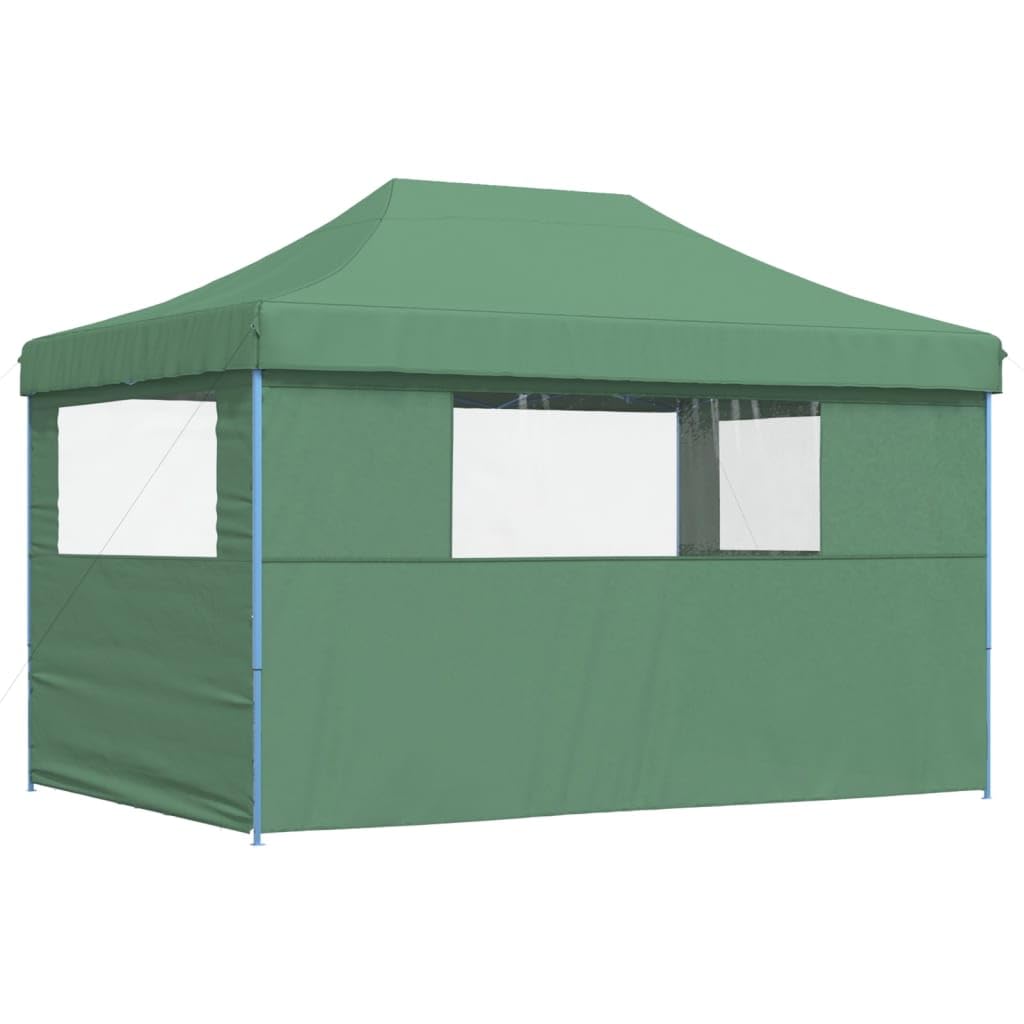 Namiot imprezowy składany Pop-up z 3 częściami bocznymi, zielony, namiot ogrodowy 410 x 279 x 315 cm, malowany proszkowo stalowy stelaż, tkanina Oxford z powłoką PCW