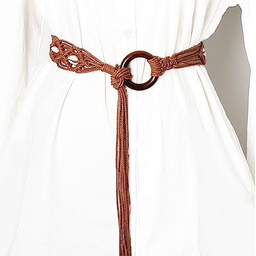 Beads Decors Waist Belt Women Elastic Belt Ethnic Braided Belt Thin Waistband Brown Waist Rope4