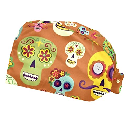 Chapeaux de travail unisexes à motif floral de crânes de sucre casquettes 2 pièces