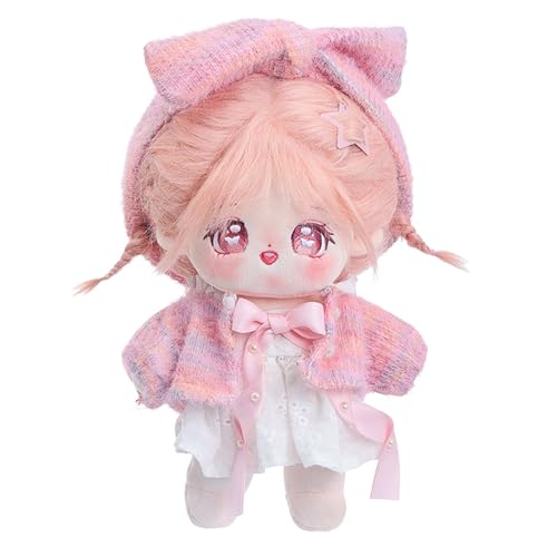 cfpqv Muñeca de peluche de 7,8 pulgadas, linda Kawaii con ropa suave, juguete para cumpleaños y niñas, decoración del hogar, muebles para casa de muñeca