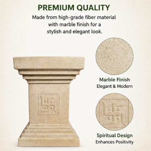 Image of Synergy Plast Tulsi Plant Pot for Indoor Outdoor Use (Sandstone) | Marble Finish Fiber Planter with Drainage Hole | Decorative Tulsi Gamla for Home Balcony Garden Terrace | Size:- 12X12X16 Inches