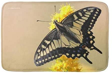 Beau papillon machaon anis dans le tapis de salle de bain super confortable absorbant le soleil Tapis de bienvenue Tapis de bain intérieur / extérieur Tapis Decor Art Print avec support antidérapant
