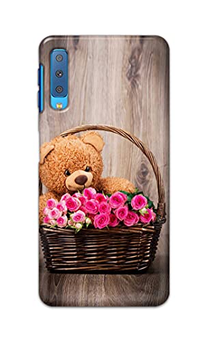 Image of PRINTFIDAA Roses and Teddy Bear in The Wicker Hard Back Cover for Samsung Galaxy A7 (2018), SM-A750F /DS, SM-A750G, SM-A750FN /DS Back Cover -(P6) KAT1004
