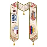 CHMKMF Venezuelan Graduation Stole, Class of 2026 American & Venezuela Flag Sash with Gold Glitter Trim & Tassels for High School College Grad, 72"
