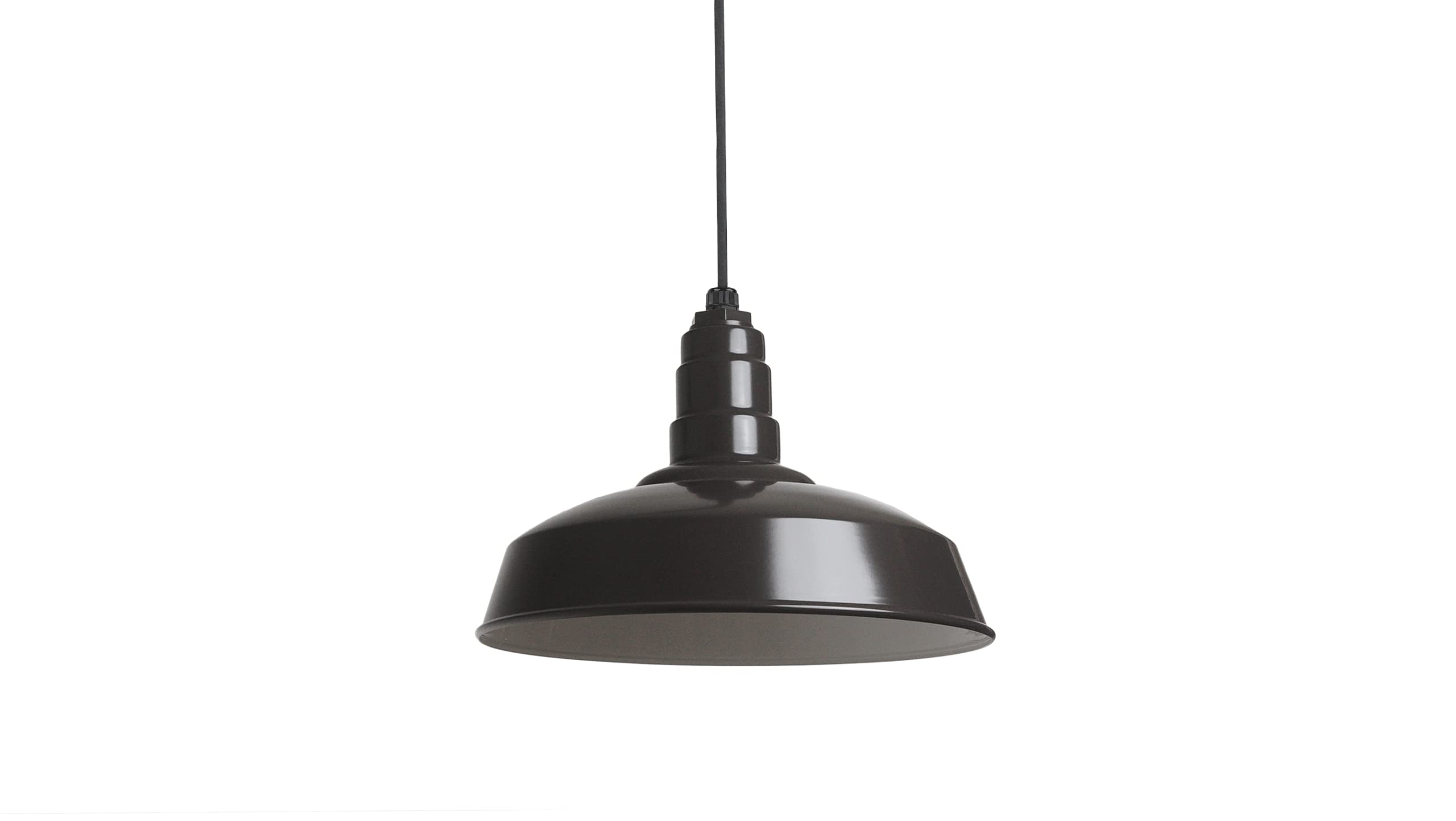4ft Black Cord Barn Light Pendant 16" Dome | Garage Workshop | Dark Bronze