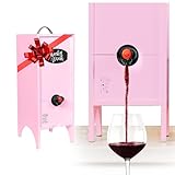 Wine Nook Holiday & Christmas Decorative Wine Dispenser, Motherβs Day Box Beverage Dispenser, Wine Storage Holder for Kitchen Bar Countertop, Wine Carrier for Parties, Pink, 3 Liters, Chalk Included