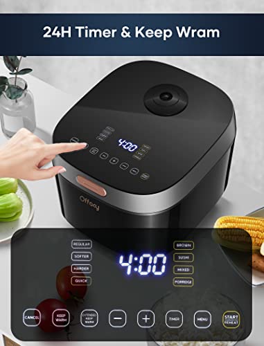 Offacy Rice Cooker, Smart Multi-Function Touch Panel, 8 Cups (Uncooked), 24-H Delay Timer, Auto Keep Warm, Nonstick Inner Pot, For Soft White Rice, Brown Rice, Sushi, Porridge #TOP4