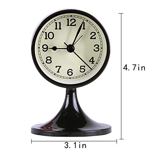Danse Jupe 3" Alarm Clock Round Quartz Analog Desk Clock Vintage Silent Non Ticking Battery Operated For Bedroom Black #TOP2