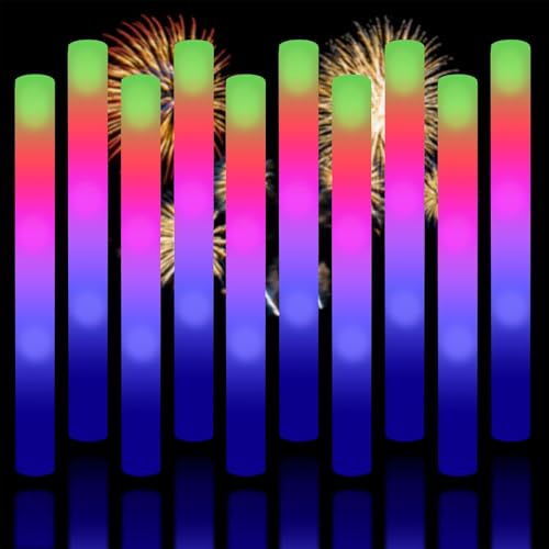 Taotuo Glow Sticks Bulk, 20 Pack LED Light Up Foam Sticks 3 Modes Color Flashing,Glow Party Supplies for Wedding Birthday, Raves, Concert, Camping, New Year, Carnival, Halloween Christmas