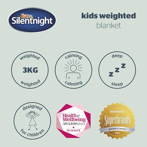 Silentnight Wellbeing Weighted Blanket - Anxiety & Stress Relief for Children Insomnia Therapy - Kids Sensory Calming Heavy Quilted Hug Blanket - 3kg, 100x150cm, Grey
