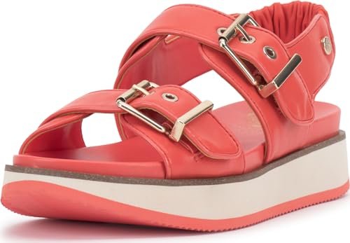 Vince Camuto Women's Anivay Platform Buckle Sandal, Peach Pop, 8