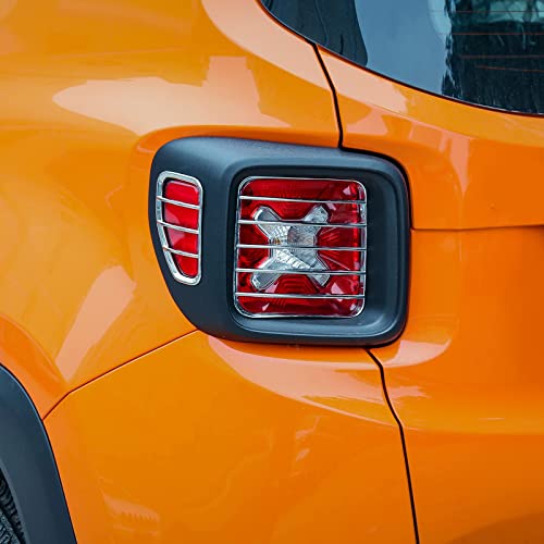 CheroCar for Jeep Renegade Tail Light Lamp Covers Blinds Rear Taillight Guard for Jeep Renegade 2016-2021 (Chrome)