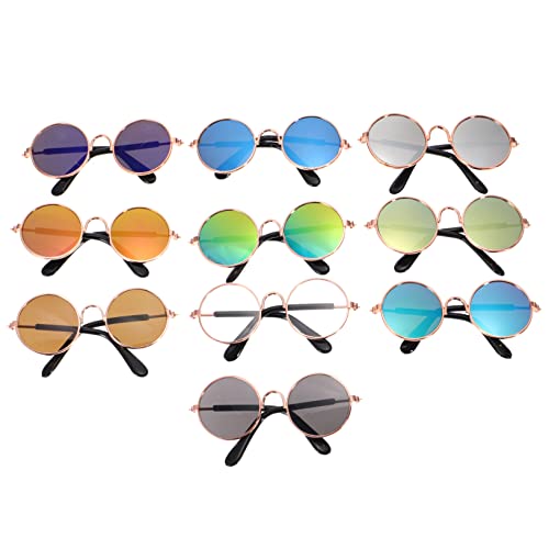 Yardwe Pet Sunglasses Set Dog Cat Kitten Puppy 10pcs Fashion Comfortable Photo Props