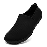 MGBDSZ Womens Barefoot Shoes Walking Wide Toe Box Slip On Sneaker Zero Drop Non-Slip Sole Casual Lightweight Breathable Tennis Workout Shoes to Travel Black Size 9