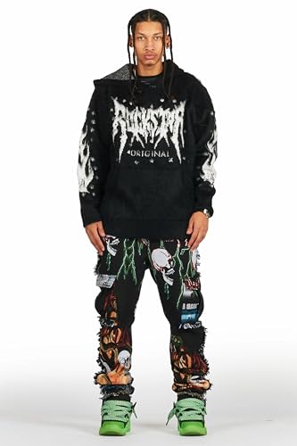 Men's Zarin Black/Multi Tapestry Slim Fit Jean2