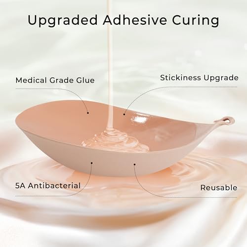 Image of Strapless Sticky Bra Push Up for Women, Adhesive Silicone No Show Bra for Backless Dress, Invisible Reusable V Shape