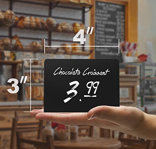 10 Pack Rustic Mini Chalkboard Signs - Easy to Write and Wipe Out - for Liquid Chalk Markers and Chalk - Small Plastic Message Board Signs - Food Labels for Party - Table Numbers - Small Chalkboard