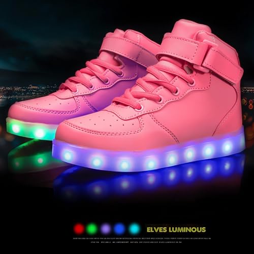 Kids Light Up Trainers Luminous Sneakers Boys Girls USB Charging Led High Top Flashing Shoes Xmas3
