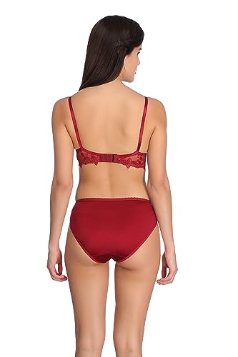 Image of Tipsy Women's Net Lace Non Padded Non Wired Bra Panty Set