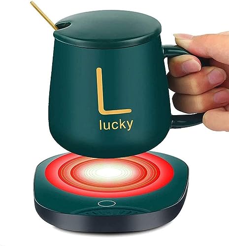 Image of Electric Heat Heater Winter Water Cup Pad Tray Cup Heater Mat Pads with Electric Cooking Heater Ceramic Coffee Cup Printed Electric Coffee Mug and Warmer Pad SetHeating Coaster Set