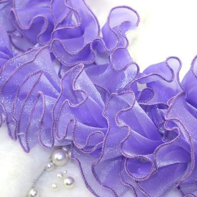 Koronkowe wykończenia, 3 stoczni/dużo czarno-białe plisowane ręcznie robione DIY suknia ślubna z organzy dodatki do ubrań tkanina o szerokości 8cm(A Purple)