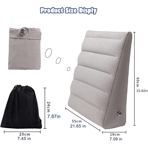Vophia Inflatable Wedge Pillow - Lightweight & Portable Travel Wedge Pillow For Sleeping, Reading,Post Surgery&Leg Elevation - Triangle Pillow With Washable Cover Sleep Wedge Pillow (Grey) #TOP2