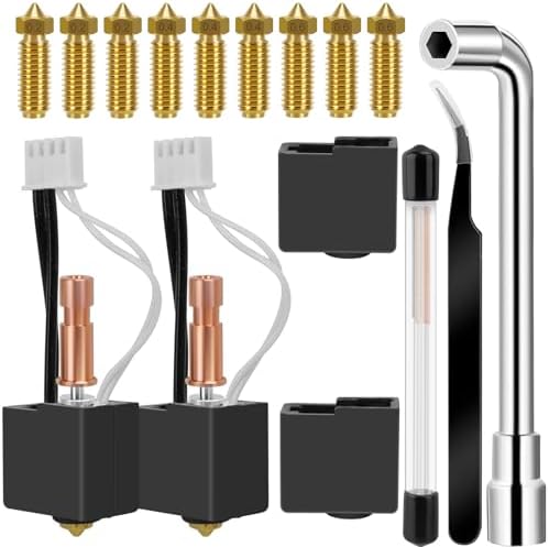 YOTINO 2 pcs Kobra S1 Hotend, 35-Piece Set with 0.2/0.4/0.6mm Nozzles, Silicone Socks and Nozzle Cleaning Tools, Compatible with Kobra S1/Kobra S1 Combo 3D Printer