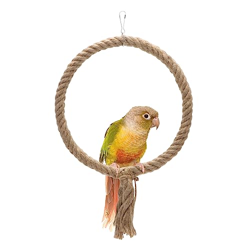 Bird Rope Swing Toy Parrot Climbing Perch Stand for Cockatiel Conure Cockatoo Parakeet Cage Hanging Decor (B: Round)