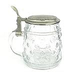 Krug mit Rein Zinndeckel Glaskrug mit Zinndeckel, Krug, Bierkrug, Bierglas, Glas mit Deckel, 0,5L