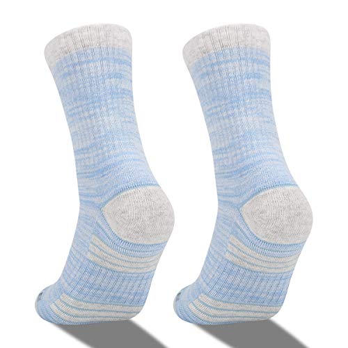 YUEDGE Women\'s 5Pairs/Pack Hiking Walking Socks Outdoor Recreation Socks Wicking Cushion Crew Socks(Blue, X-Large)