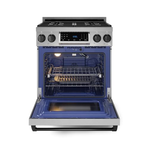 Image of Gordon Ramsay by THOR Kitchen 30 Inch Professional Gas Range with Tilt Panel Touch Control in Stainless Steel /Black