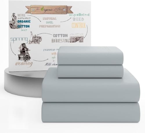 SUPREME ELEGANCE Twin XL Sheets Sets, 100% Organic Cotton, Soft Silver