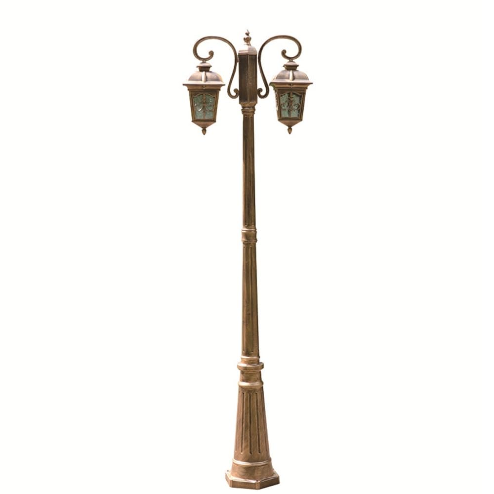 GTHTUHFD 2-Lights High Street Lamp, Rainproof Pole Lighting Fixture, Outdoor Post Light For Garden Patio Yard Pathway Driveway,Brass-H:126
